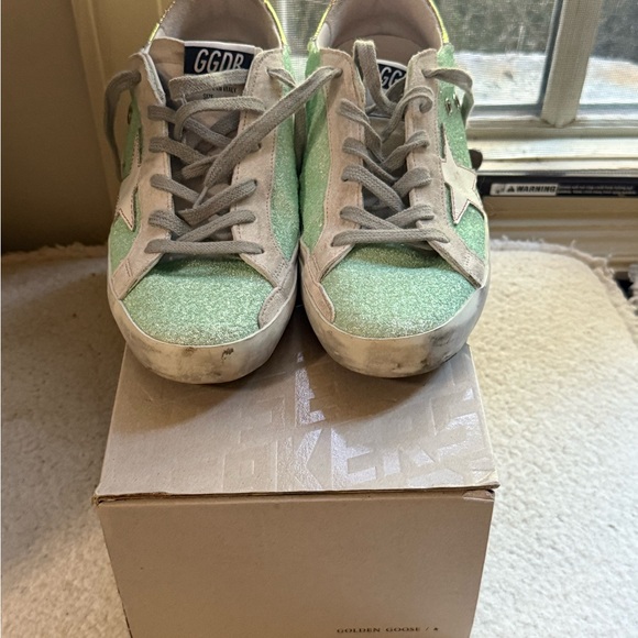 Golden Goose Green Glitter Superstar SneakersSuper Star excellent condition - Picture 1 of 6